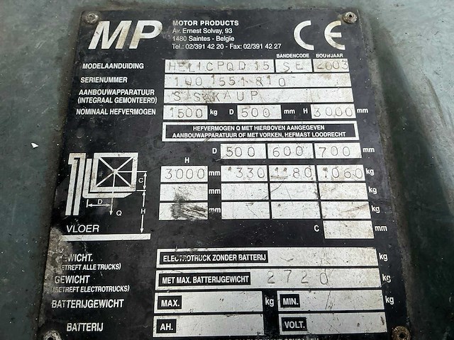 2003 heli vorkheftruck - afbeelding 3 van  11