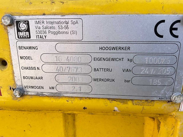 2003 imer ig4080 hoogwerker - afbeelding 8 van  16