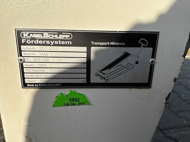 2003 kabelschlepp gbf 290 opvoerband - afbeelding 10 van  10