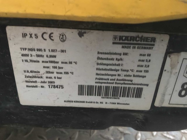 2003 kärcher hds 895 s hogedrukreiniger - afbeelding 7 van  7