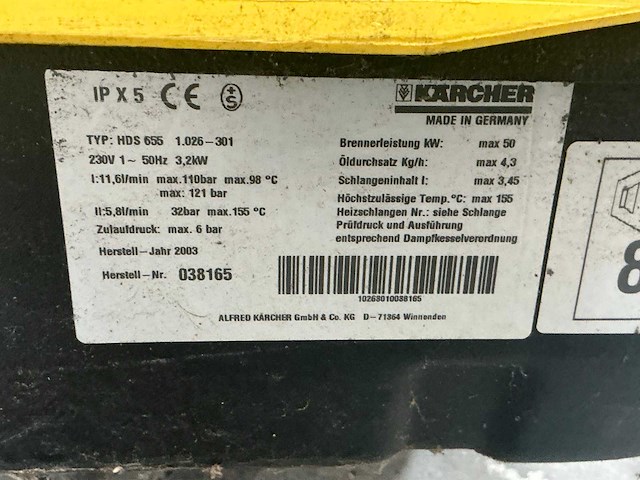 2003 karcher hds655 hogedrukreiniger - afbeelding 3 van  3