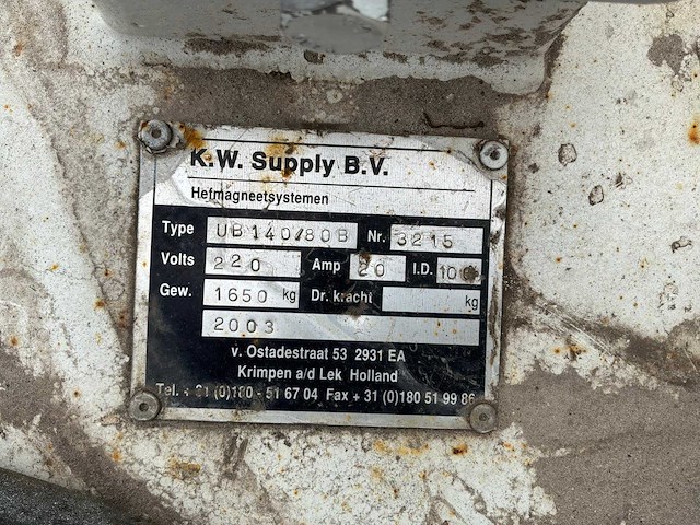 2003 k.w. supply ub 140 schrootmagneet - afbeelding 6 van  6