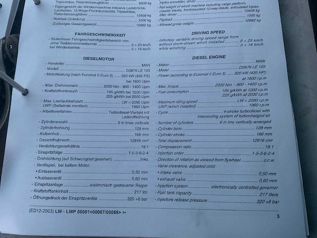 2003 leitwolf prinoth s-w1200m pistebully met sneeuwfrees en schuif - afbeelding 32 van  36