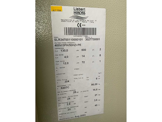 2003 liebert hiross slr347001 chiller - afbeelding 10 van  10