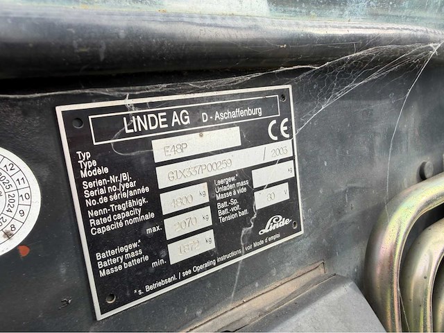 2003 linde e48p vorkheftruck elektrisch - afbeelding 11 van  12