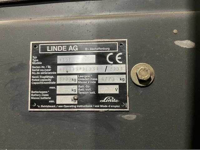 2003 linde h30 t vorkheftruck - afbeelding 5 van  9