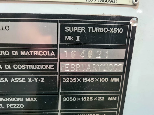 2003 mazak super turbo x510 mk 2 lasersnijmachine - afbeelding 4 van  8