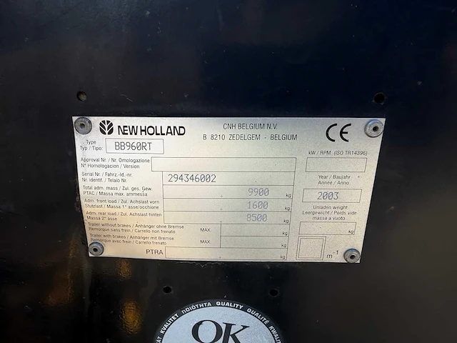 2003 new holland bb960rt balenpers - afbeelding 18 van  22