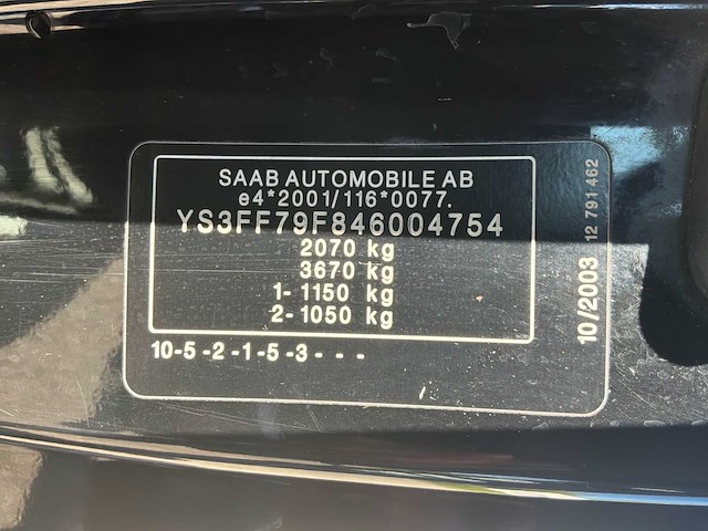 2003 saab 9-3 cabrio 1.8t vector personenauto - afbeelding 32 van  73