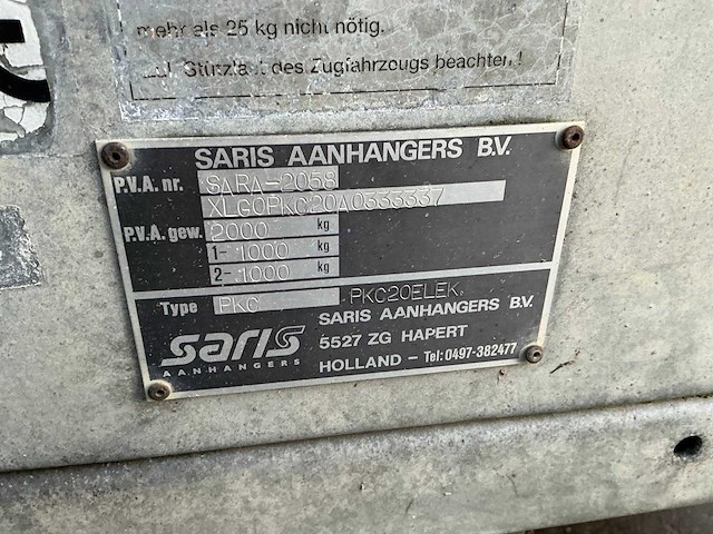 2003 saris pkc kipper aanhangwagen - afbeelding 10 van  17