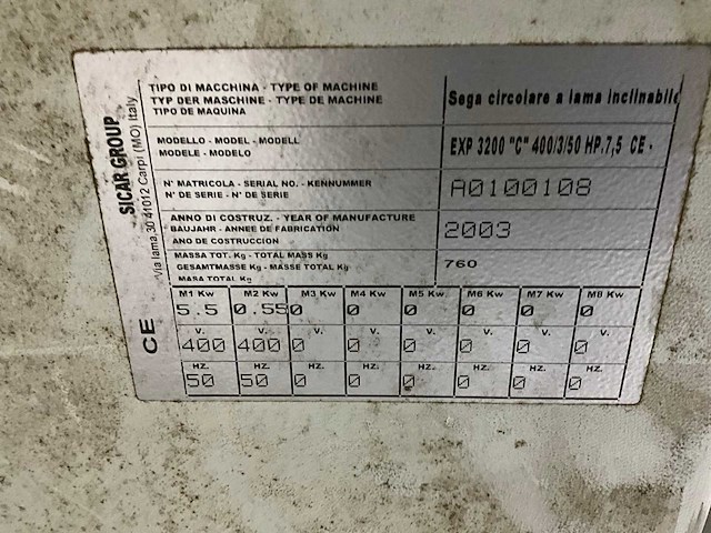 2003 sicar express 3200c platen opdeelzaagmachine - afbeelding 9 van  17