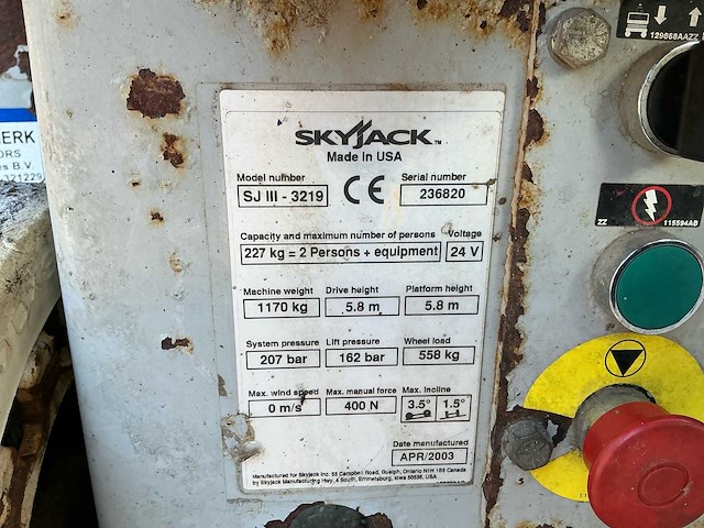 2003 skyjack sj iii 3219 elektrische schaarhoogwerker – 7,8 m - afbeelding 7 van  15