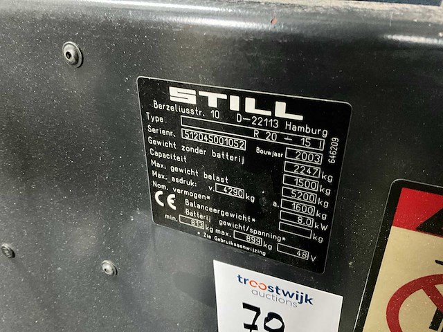 2003 still r20-15i vorkheftruck - afbeelding 15 van  27