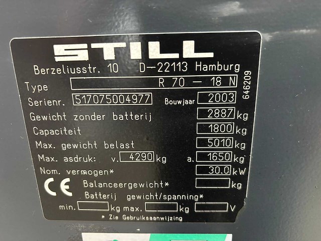 2003 still r70-18 vorkheftruck - afbeelding 6 van  16