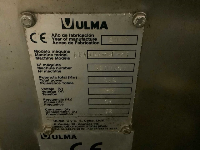 2003 ulma nevada-bf-b1 flow wrapper - afbeelding 5 van  9