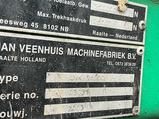 2003 veenhuis jvk 16000 kipper met autolaadkraan - afbeelding 35 van  47
