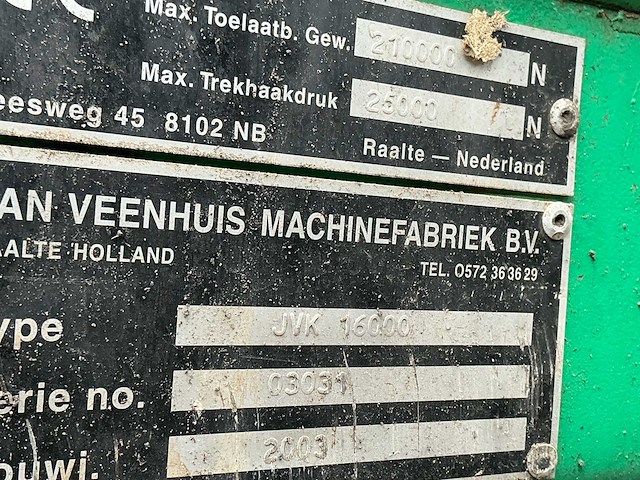 2003 veenhuis jvk 16000 kipper met autolaadkraan - afbeelding 33 van  47