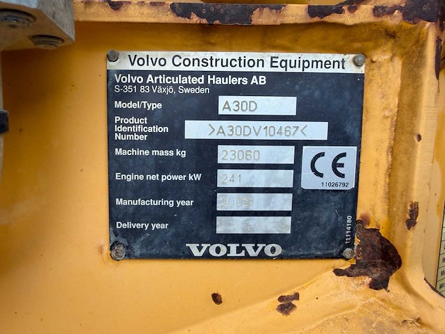 2003 volvo a30d dumper - afbeelding 14 van  16
