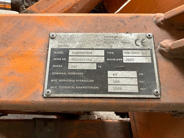 2003 votex rm 1902s klepelmaaier - afbeelding 7 van  7