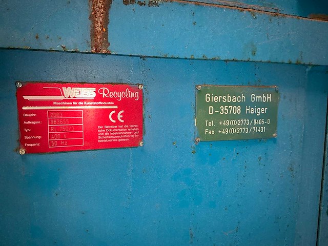 2003 weiss rl750/3 waste agglomerator - afbeelding 14 van  25