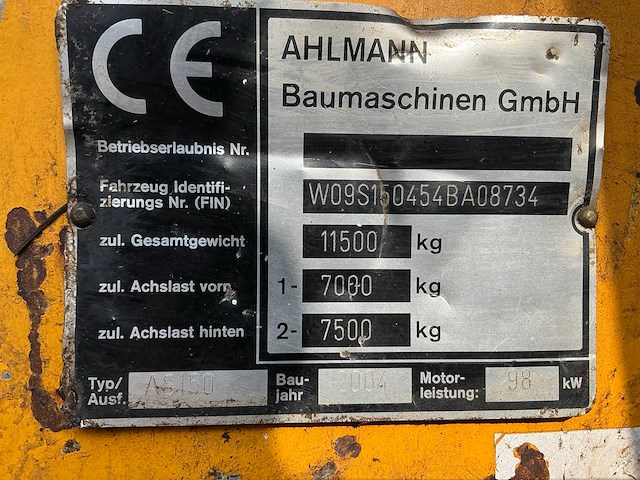 2004 ahlmann as150 shovel - afbeelding 64 van  67