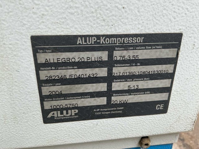 2004 alup allegro 20 plus schroefcompressor - afbeelding 7 van  7