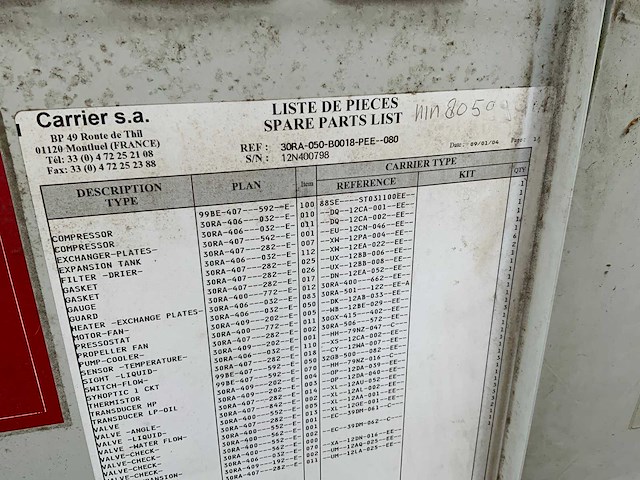 2004 carrier 30ra-050-b0018-pee chiller - afbeelding 7 van  7