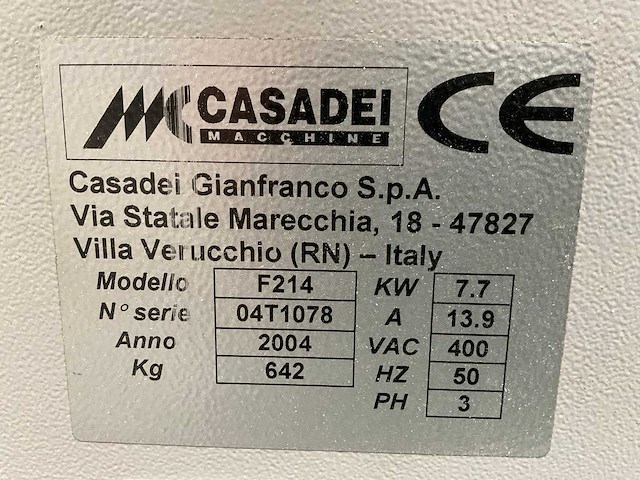 2004 casadei f 214l freesmachine - afbeelding 9 van  9
