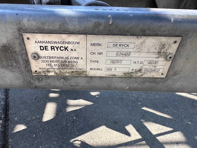 2004 de ryck - rf35t - tandemasser kipper aanhangwagen - afbeelding 6 van  9