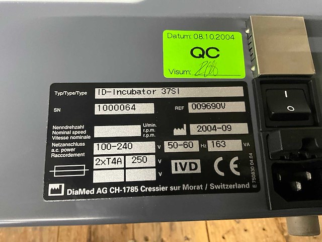 2004 diamed id-incubator 37 si laboratoriumincubator - afbeelding 4 van  4