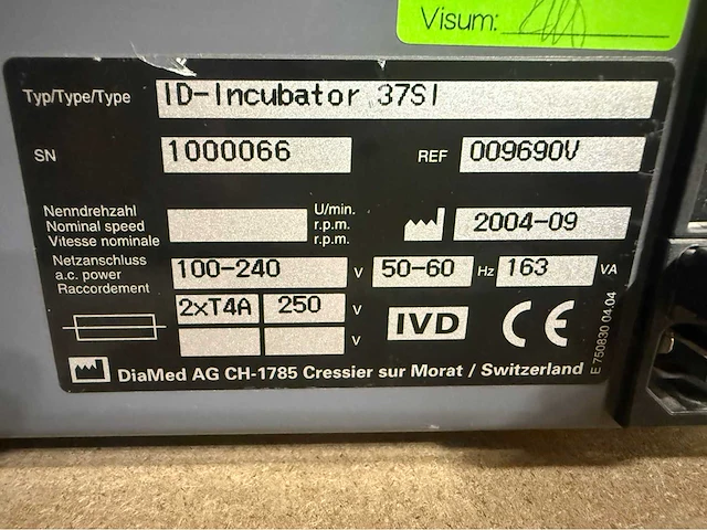 2004 diamed id-incubator 37 si laboratoriumincubator - afbeelding 6 van  7