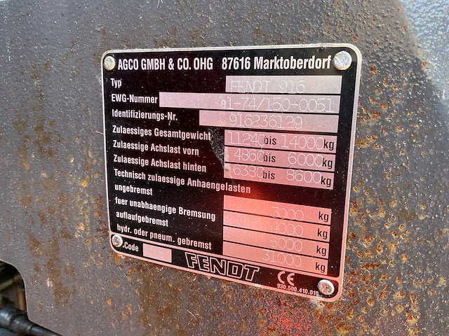 2004 fendt 916 vario tms vierwielaangedreven landbouwtractor - afbeelding 9 van  42