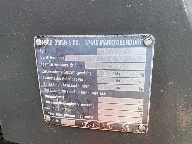 2004 fendt 916 vario tms vierwielaangedreven landbouwtractor - afbeelding 33 van  39