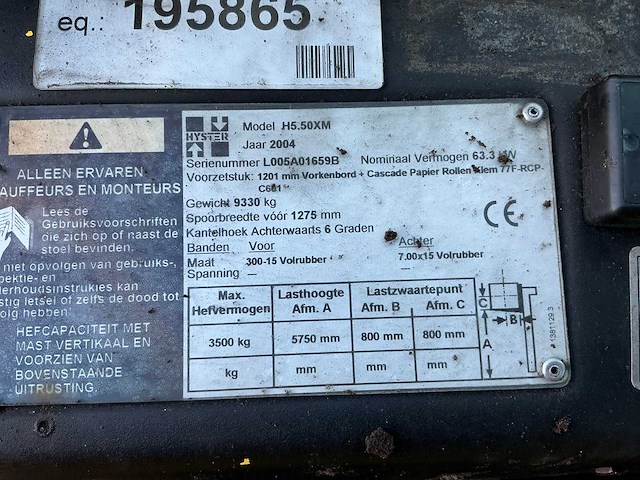 2004 hyster h5.50xm vorkheftruck - afbeelding 30 van  36