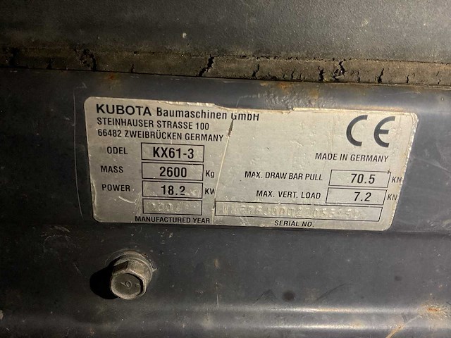 2004 kubota kx61-3 minigraafmachine - afbeelding 10 van  21