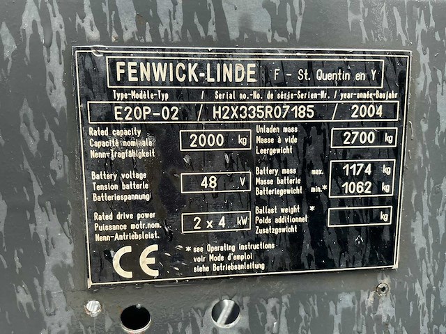 2004 linde e20p-02 vorkheftruck defect - afbeelding 21 van  28