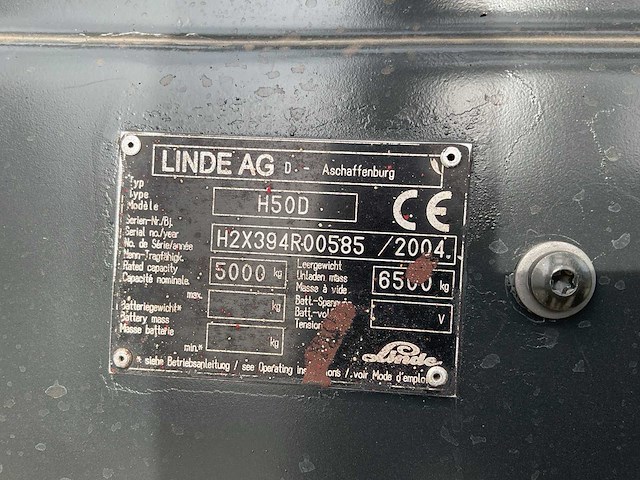 2004 linde h50d vorkheftruck - afbeelding 2 van  10
