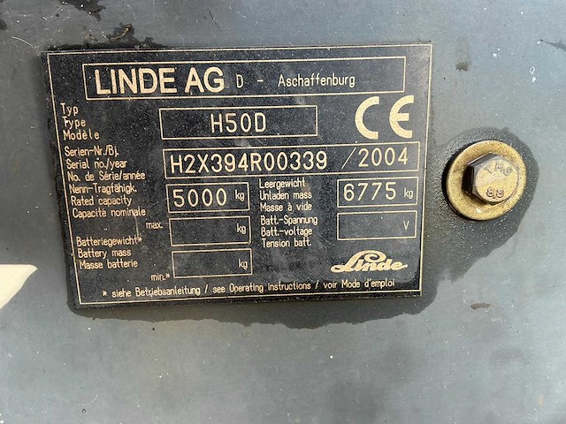 2004 linde h50d vorkheftruck - afbeelding 23 van  32