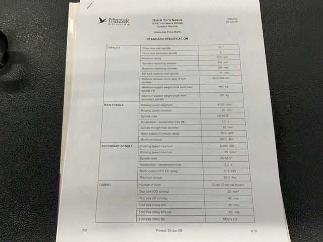 2004 mazak quick turn 250 1000l cnc-draaibank - afbeelding 19 van  19