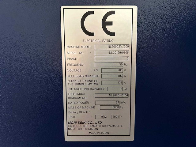 2004 mori seiki nl2000sy/500 cnc-draaibank - afbeelding 11 van  11