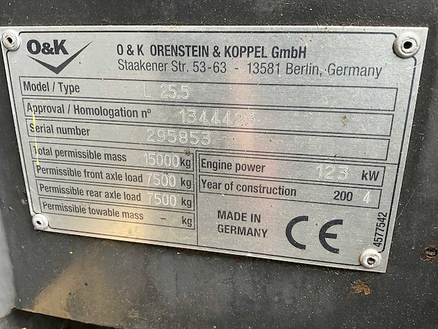 2004 o&k l25.5 shovel / wiellader - afbeelding 43 van  43
