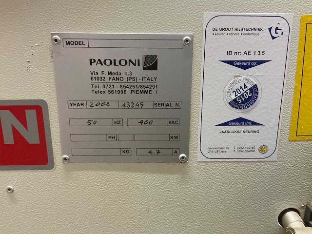 2004 paoloni diverse freesmachine - afbeelding 14 van  19