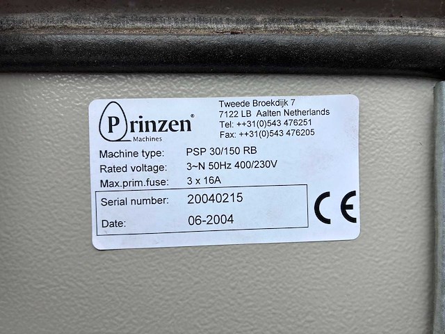 2004 prinzen psp 30/150 rb eieren inpakmachine - afbeelding 20 van  27
