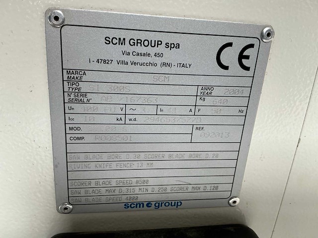 2004 scm si300s formaatcirkelzaagmachine - afbeelding 5 van  13