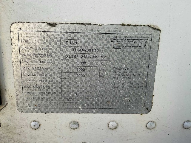 2004 talson f1520 oplegger - afbeelding 9 van  31