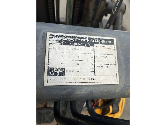 2004 tcm fd18t9h vorkheftruck - afbeelding 8 van  8
