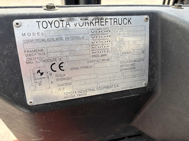 2004 toyota 7fbmf20 vorkheftruck - afbeelding 6 van  16