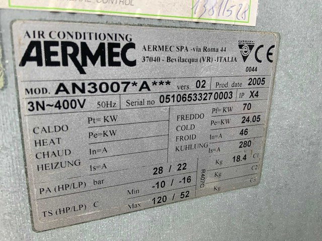 2005 aermec an3007a chiller - afbeelding 7 van  8