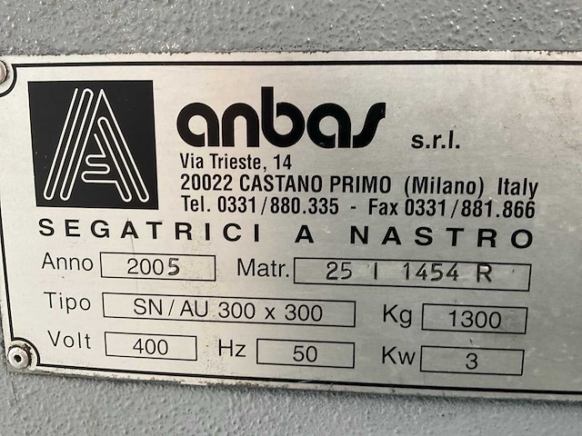 2005 anbas sn/au 300x300 volautomatische verticale bandzaagmachine - afbeelding 13 van  20