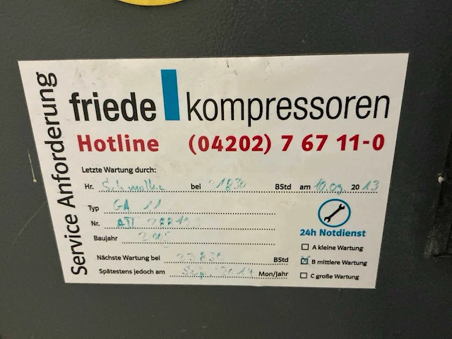 2005 atlas copco ga11 luchtcompressor - afbeelding 8 van  9